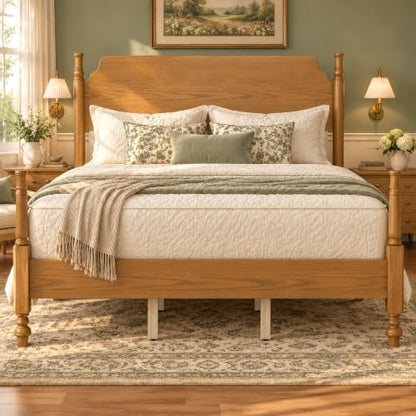 Merax Vintage Wood Spindle Post Bed with Headboard