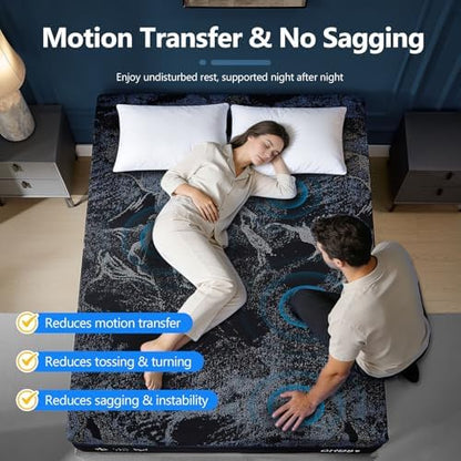 Luxury Upgraded 16 Inch Queen Mattress, Cooling Gel Queen Memory Foam Mattress In a Box with 7-Zone Support for Cool Night & Back pain Relief, 365-Night Trial, Washable IceSilk Cover, Medium Firm