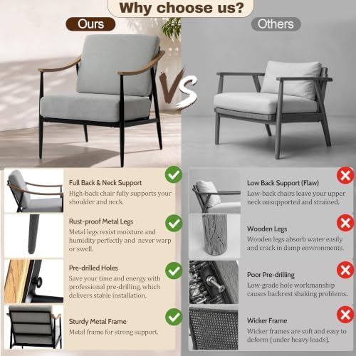 RNKSFX Modern Accent Chair for Living Room Bedroom Mid Century Arm Chair Upholstered Office Accent Chair Comfy Waiting Room Chair with Metal Frame, Grey