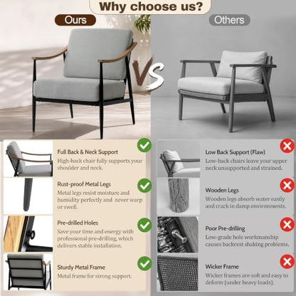 RNKSFX Modern Accent Chair for Living Room Bedroom Mid Century Arm Chair Upholstered Office Accent Chair Comfy Waiting Room Chair with Metal Frame, Grey