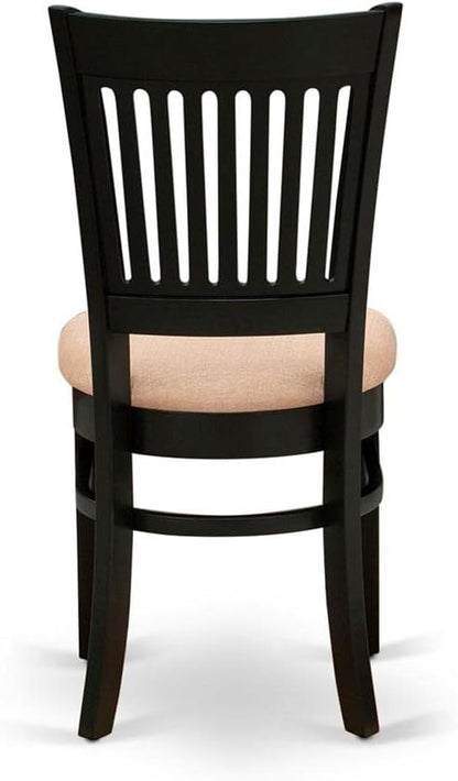 East West Furniture VAC-BLK-C Vancouver Dining Chairs - Linen Fabric Upholstered Wood Chairs, Set of 2, Black