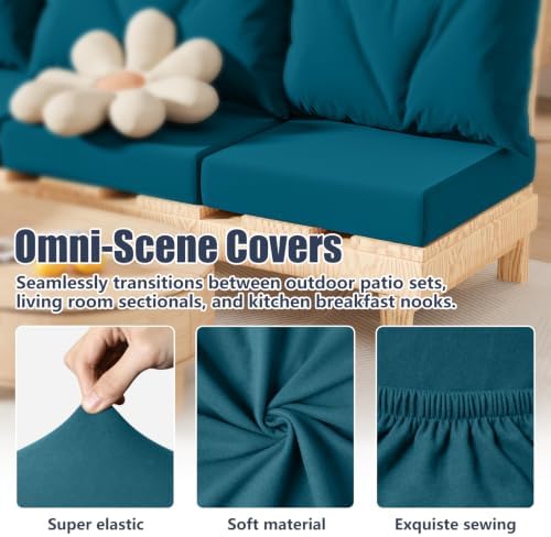 8Pcs Outdoor Cushion Covers, Stretch Patio Furniture Couch Chair Slipcovers