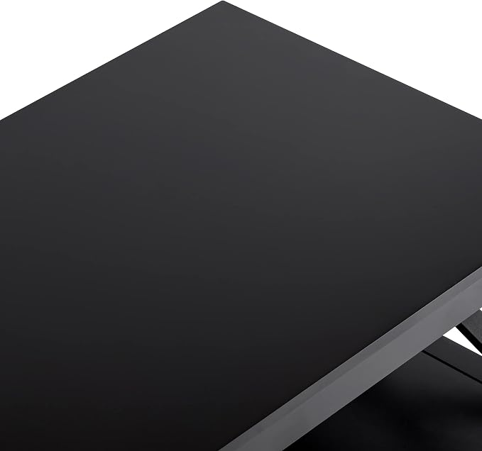 ChooChoo Oxford Coffee Table with Thicker Legs, Black Wood Coffee Table with Storage for Living Room