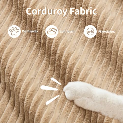117" Corduroy Modern Sectional Couch, Boneless Couch, Compact sofa, Camel