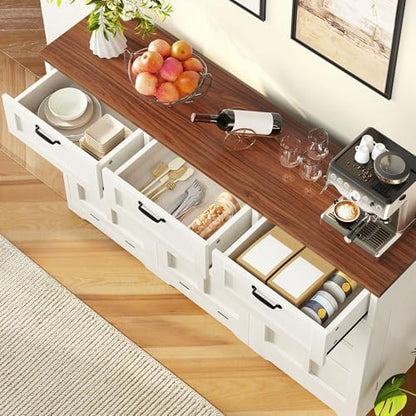 DWVO 58.3" Rustic Kitchen Island Storage Cabinet