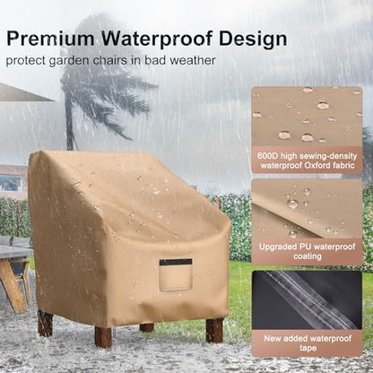 Patio Chair Covers Waterproof, Mrrihand Lounge Deep Seat Cover, Heavy Duty Outdoor Lawn Patio Furniture Covers, 36" W x 37" D x 36" H - 2 Pack