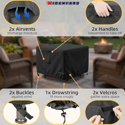 Square Fire Pit Table Cover 32x32x25 inch, Heavy Duty, Waterproof