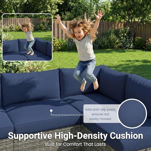 7 Pieces Wicker Patio Furniture Set - Outdoor Sectional for All Weather