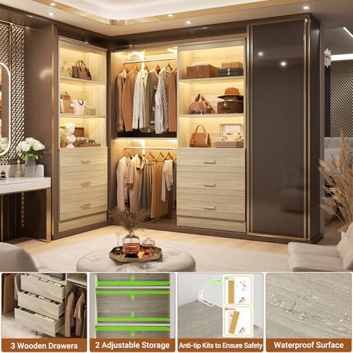 Aheaplus 47.2" Closet Drawers System,Closet System with 3 Drawers,White Oak
