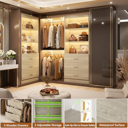 Aheaplus 47.2" Closet Drawers System,Closet System with 3 Drawers,White Oak