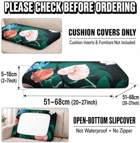 8Pcs Patio Cushion Covers, Outdoor Stretch Cushion Covers, Washable