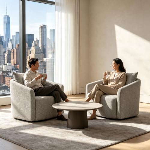 Oversized Boucle Swivel Accent Chair, 40" Wide Upholstered Armchair,5Colors (2, Heather Grey)