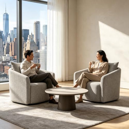 Oversized Boucle Swivel Accent Chair, 40" Wide Upholstered Armchair,5Colors (2, Heather Grey)