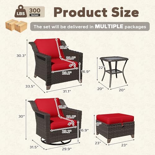 7 Piece Patio Furniture Set, Wicker Outdoor Conversation Set