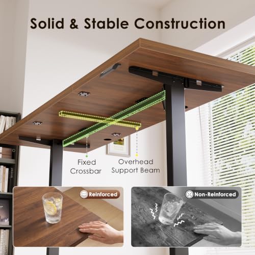 OffiGo 79 Inch Executive Electric Standing Desk Height Adjustable, Walnut