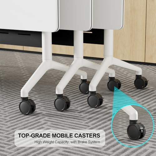 Okeysen Conference Room Table 2 Pack with Privacy Barrier, Modern Folding Training Tables with Flip Top, Mobile Table with Four Locking Wheels, Executive Desk for Meeting Room, Office, Classroom