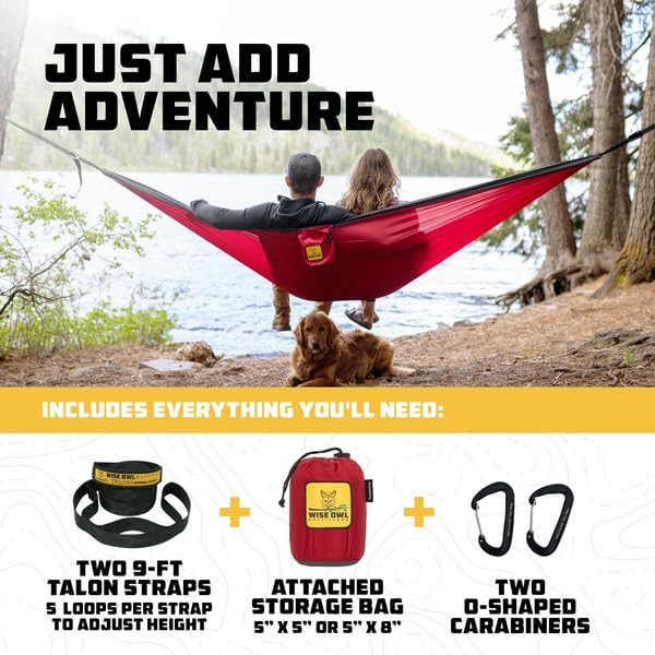 Wise Owl Outfitters Hammock for Camping Double Hammocks Gear for The Outdoors Backpacking Survival or Travel - Portable Lightweight Parachute Nylon DO Navy & Forrest