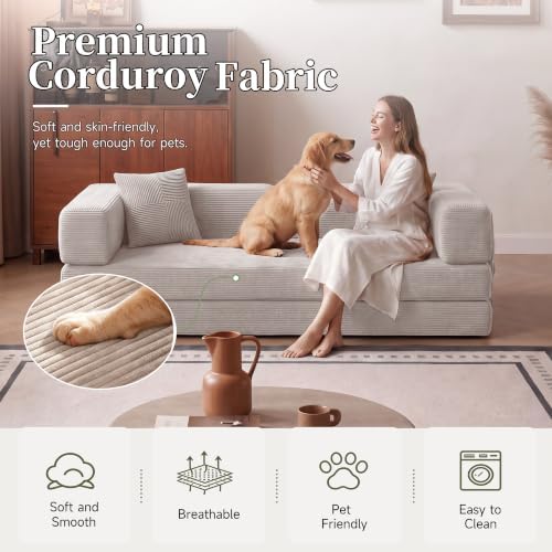 79.5" 5‑in‑1 Convertible Modular Boneless Sleeper Sofa Bed
