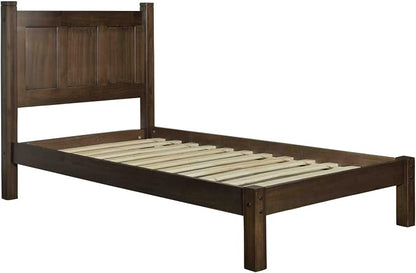 Grain Wood Furniture Shaker Solid Wood Panel Platform Bed, Twin Size, Expresso