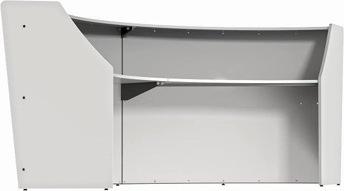 Linea Italia Curved Modern Office Desk Easy to Assembly 2 Panel Reception Counter for Lobby, Salon, 124" x 49", White