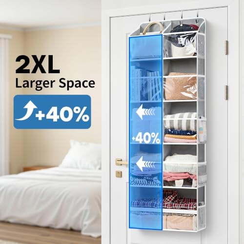 JARLINK Over the Door Organizer, Extra Large Storage for Bedroom, Grey