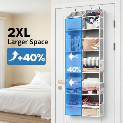 JARLINK Over the Door Organizer, Extra Large Storage for Bedroom, Grey