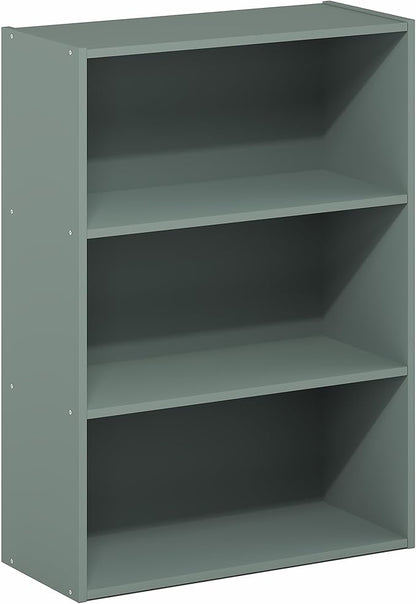 Furinno PASIR Book Shelf, 3-Tier Bookshelf, Storage Shelves Bookcase, 9.7 x 23.7 x 31.5, for Living Room, Bedroom, Home Office, Sage Green