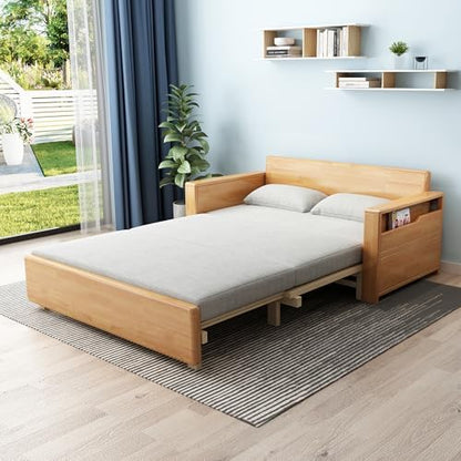 71" Grey 3-in-1 Queen Sofa Sleeper with Storage & Rev Chaise, Wooden Frame