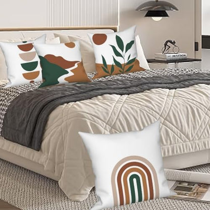 Bohemian Abstract Throw Pillow Covers 26"x26" Set of 4, Boho Minimalist Geometric Leaves Cushion Cover for Sofa Chair Couch Bed Office Garden Patio Farmhouse Indoor Outdoor Decorative