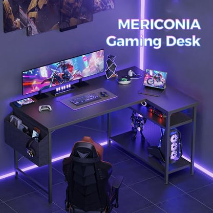 Mericonia 55 inch L Shaped Gaming Desk, Large Corner Desk with Shelves