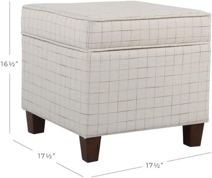Homepop Home Decor | K7342-F2236 | Classic Square Storage Ottoman with Lift Off Lid | Ottoman with Storage for Living Room & Bedroom, Natural Windowpane Large