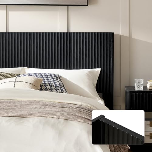 mopio Brooklyn 62.4" Headboard, Wall Mount, Fluted (Black Oak, Queen)