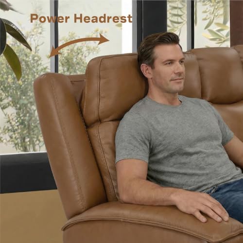 Watson & Whitely Recliner Sofa 3 Seat & Loveseat with Console, Saddle Brown