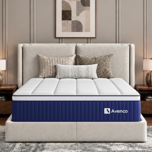 Avenco 12 inch Full Size Mattress, Medium Firm Full Hybrid Mattress in a Box, with Smarts Coil Pocket Springs & Cooling Gel Memory Foam for Pressure Relief, Motion Isolation, CertiPUR-US Certified