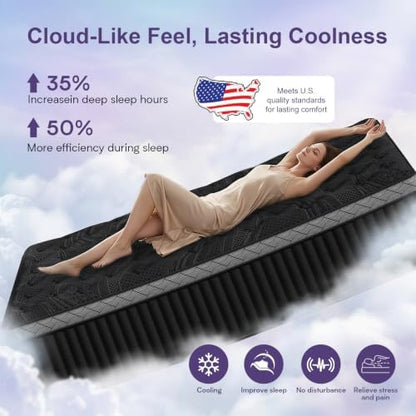 14 Inch King Size Mattress, Upgraded Luxury Hybrid King Mattress In A Box with 7-Zone Support for Cool Night & Pressure Relief, Motion Isolation, Designed in the USA, 365-Night Trial, Medium Firm