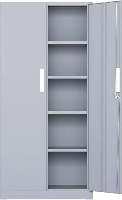 Bonusall 72" Metal Garage Storage Cabinet, 2 Locking Doors & 4 Adjustable Shelves Tall Storage, Heavy Duty Steel Tool Cabinet for Home