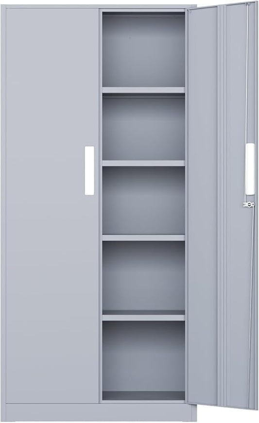Bonusall 72" Metal Garage Storage Cabinet, 2 Locking Doors & 4 Adjustable Shelves Tall Storage, Heavy Duty Steel Tool Cabinet for Home