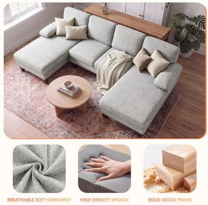 JUMMICO U Shaped Sectional Couches for Living Room, Loop Yarn