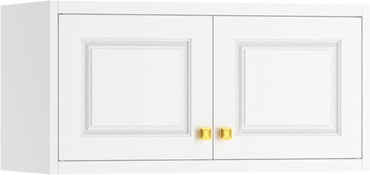Polup Metal Wall Cabinet, Upper Cabinet for Wardrobe, Small Top Storage Cabinet for Bedroom, Living Room, White, 18" D x 32" W x1 5" H - Assembly Required