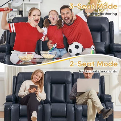 IPKIG Power Loveseat Recliner Sofa with Flip Back Console, 76.8" - 3 Seat