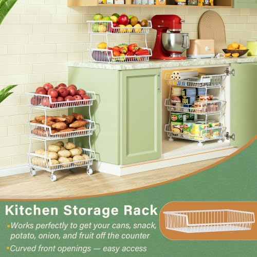 Pantry Organizers and Storage Cart with Upgraded Metal Hub Casters
