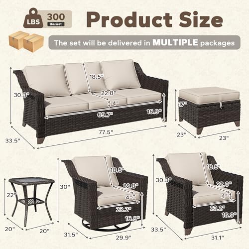 8 Piece Patio Furniture Set, Wicker Outdoor Conversation Set