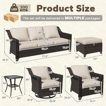 8 Piece Patio Furniture Set, Wicker Outdoor Conversation Set