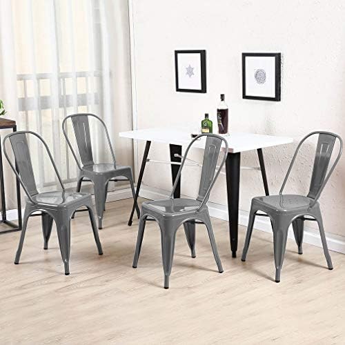 FDW Dining Chairs Set of 4 - Indoor/Outdoor, Metal, 18 Inch Seat Height, 330LBS Weight Capacity, Stackable, Restaurant & Bar Chairs