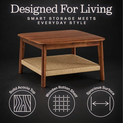 Alaterre Furniture Calais 2-Tier Coffee Table, Chestnut, 28”