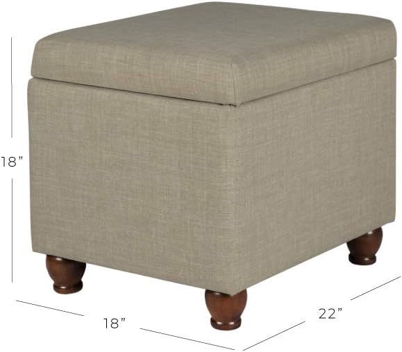 HomePop 22" Medium Rectangular Storage Ottoman - Tan Linen