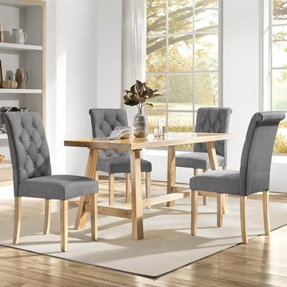 Yaheetech Dining Chairs Set of 4 Modern Upholstered Parson Chairs Dark Gray