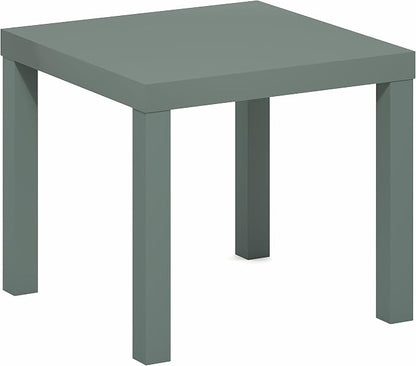 Furinno Classic Toolless Assembly Square Side Table, Green End Table with 1.8 Thick Tabletop, Night Stand, Bedside Table, for Living Room, Bedroom, Light Sage
