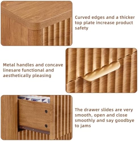 LEYAOYAO Fluted 6 Drawers Dresser for Bedroom, 42" Tall Modern Chest of Drawers with Metal Handle,Curved Profile Design,Wood Drawer Organizer for Bedroom, Living Room, Hallway, Brown