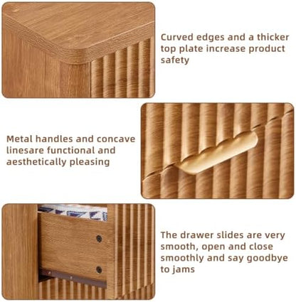 LEYAOYAO Fluted 6 Drawers Dresser for Bedroom, 42" Tall Modern Chest of Drawers with Metal Handle,Curved Profile Design,Wood Drawer Organizer for Bedroom, Living Room, Hallway, Brown